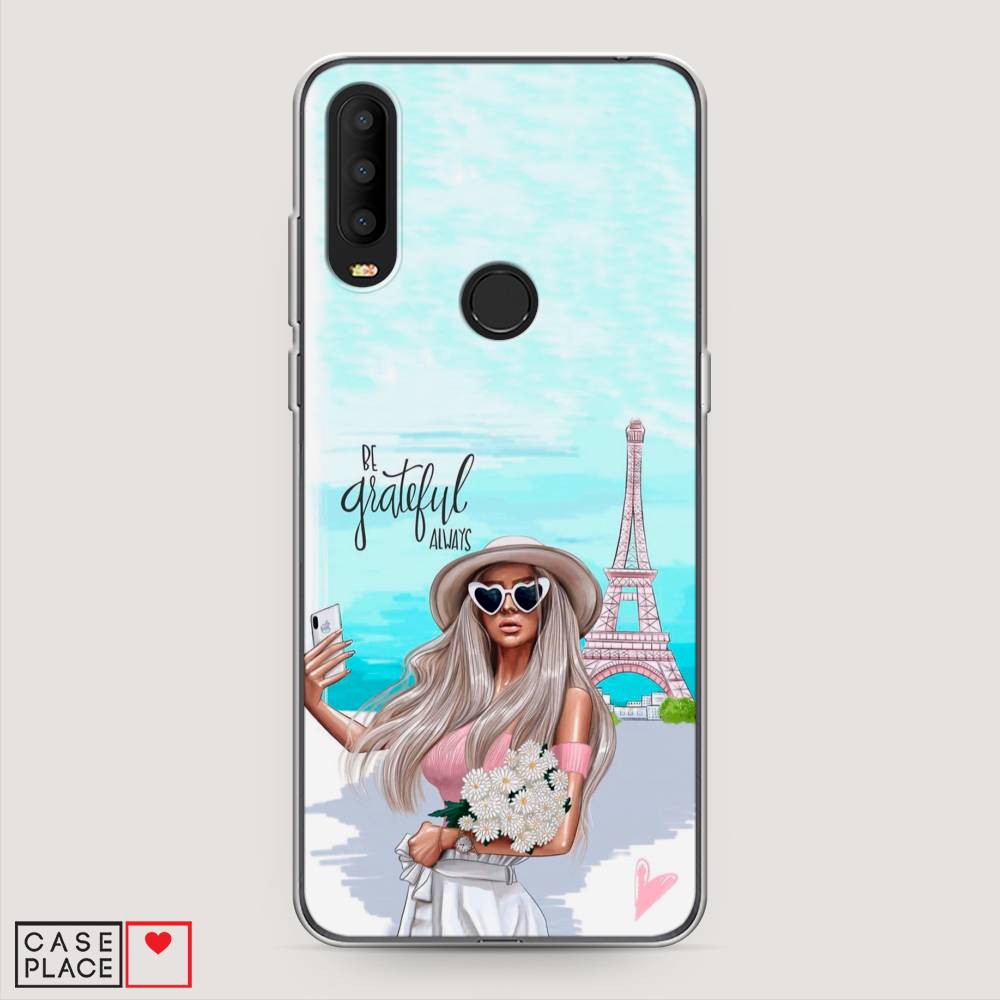 

Чехол на Alcatel 3X 5048Y (2019) "Селфи Париж", Голубой;бежевый, 170750-6