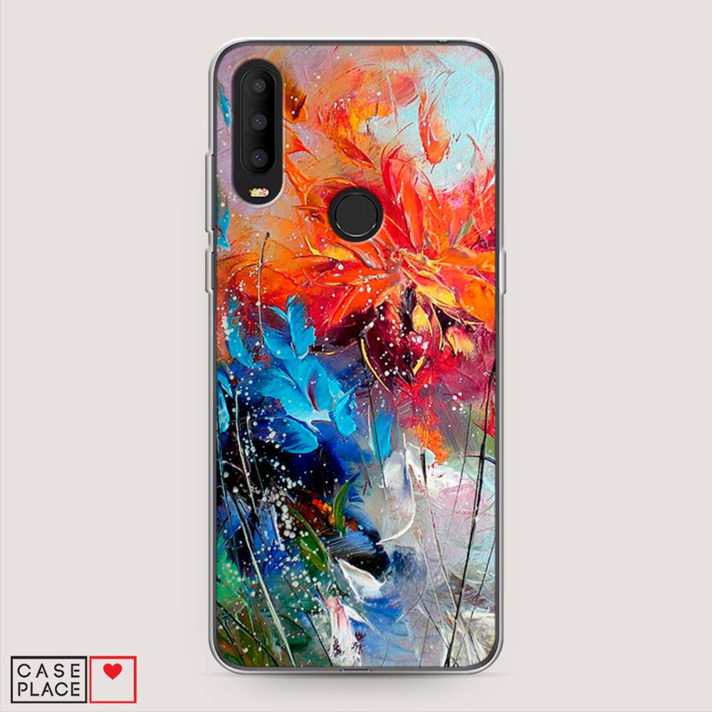 

Чехол на Alcatel 3X 5048Y (2019) "Абстрактные цветы", Оранжевый;синий, 170750-4