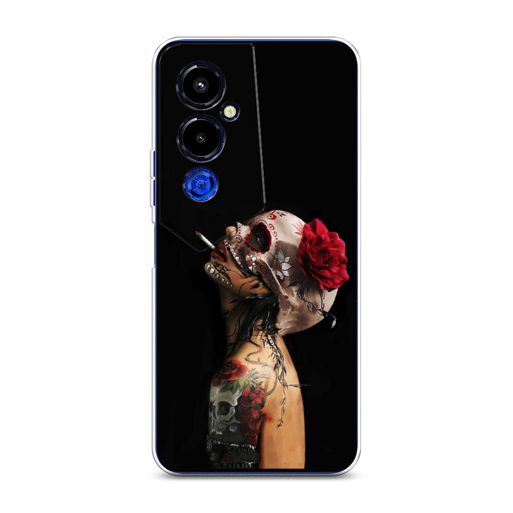 

Чехол Awog на Tecno Pova 4 pro / Техно Пова 4 Про "Девушка с черепом", Черный;красный;бежевый