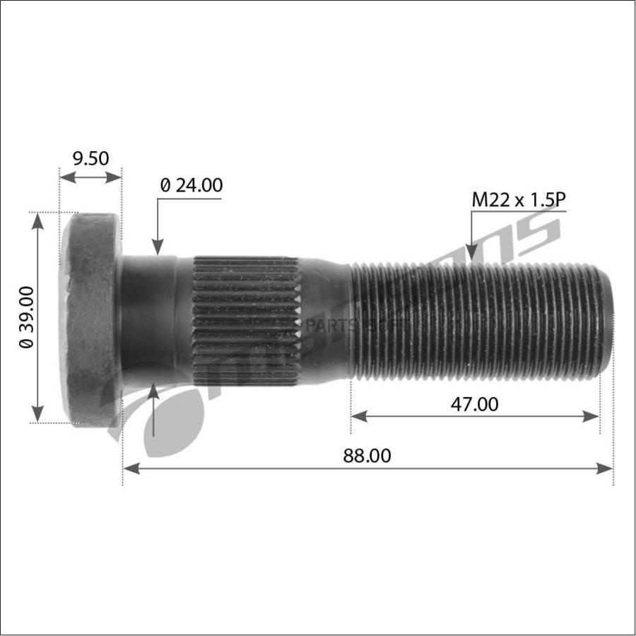 

Шпилька колеса М22 L86 ROR ось TM,