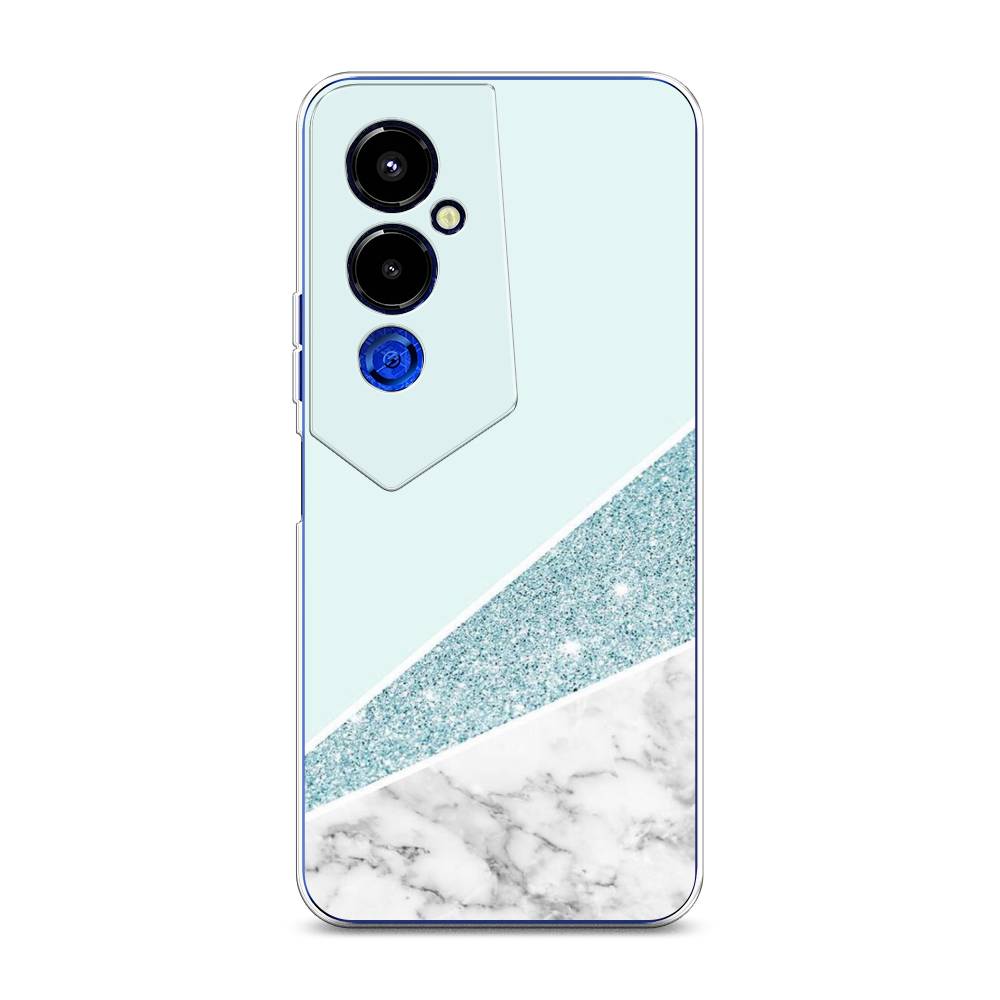 

Чехол Awog на Tecno Pova 4 pro / Техно Пова 4 Про "Мрамор с голубыми блестками", Голубой;белый