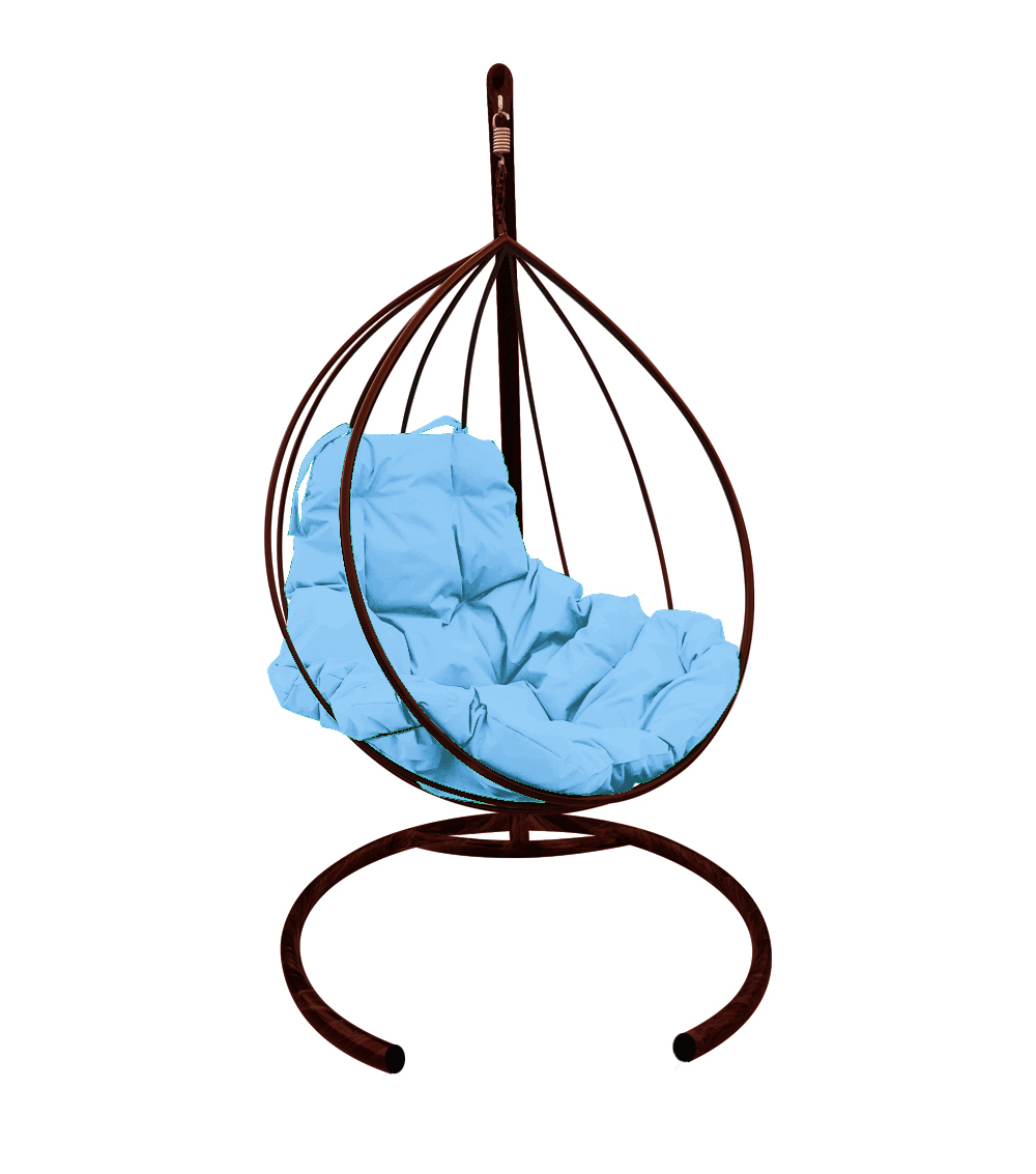 фото Подвесное кресло m-group "капля" без ротанга белое, голубая подушка