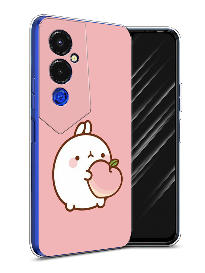

Чехол Awog на Tecno Pova 4 pro / Техно Пова 4 Про "Кролик с персиком", Розовый;бежевый