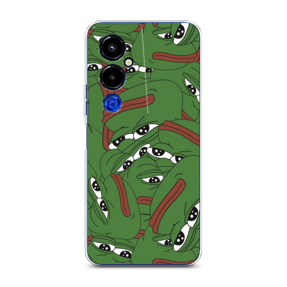 

Чехол Awog на Tecno Pova 4 pro / Техно Пова 4 Про "Печальный frog", Зеленый;белый