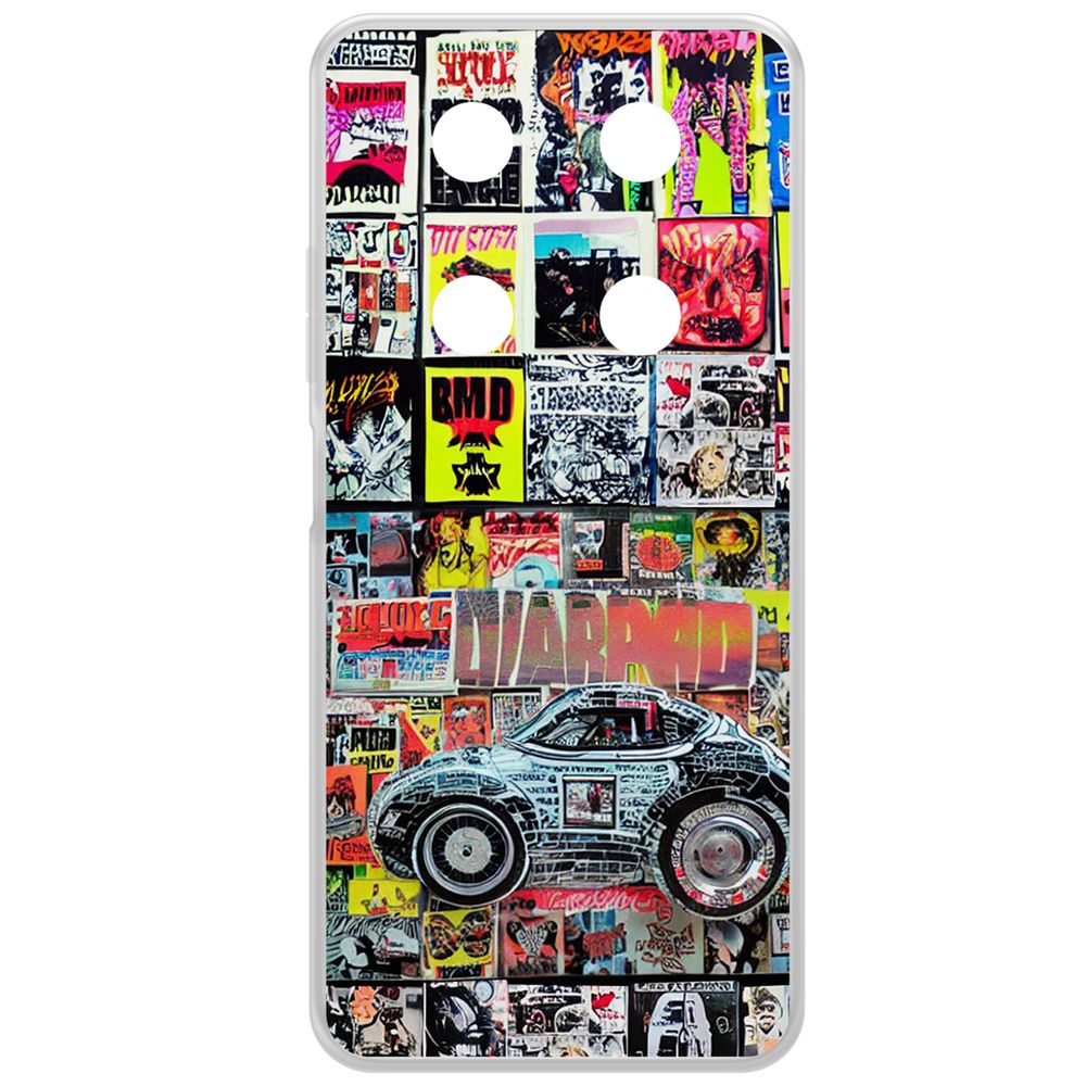 

Чехол-накладка Krutoff Clear Case Автопамфлет для ITEL RS4, Прозрачный