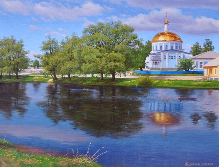 

Картина по номерам, Храм у реки, холст на подрамнике 40х50см, RDG-2226