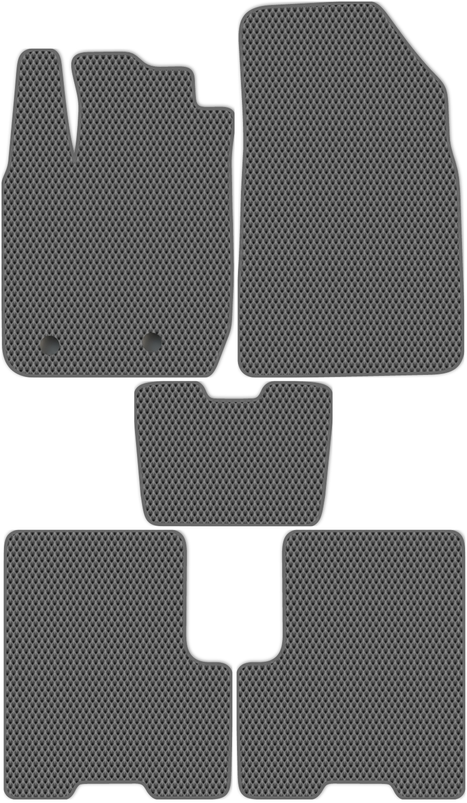 

Коврики ЭВА в салон для Renault Arkana 2018 - Н.В., 5 шт. серый, темно-серый кант, 4129-S5YLT-H