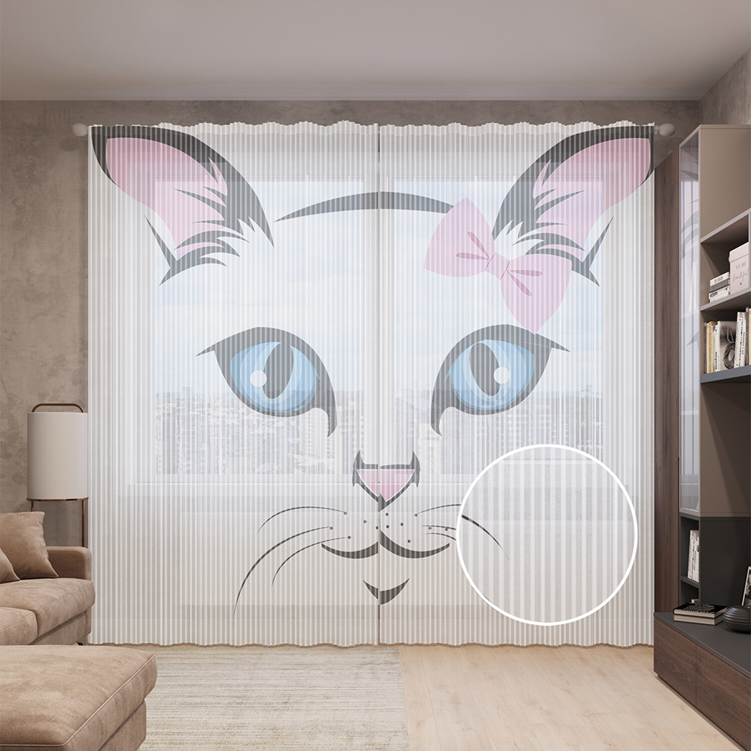 

Тюль вуаль на шторной ленте с принтом JoyArty "Милая кошечка", 310х265 см, Милая кошечка