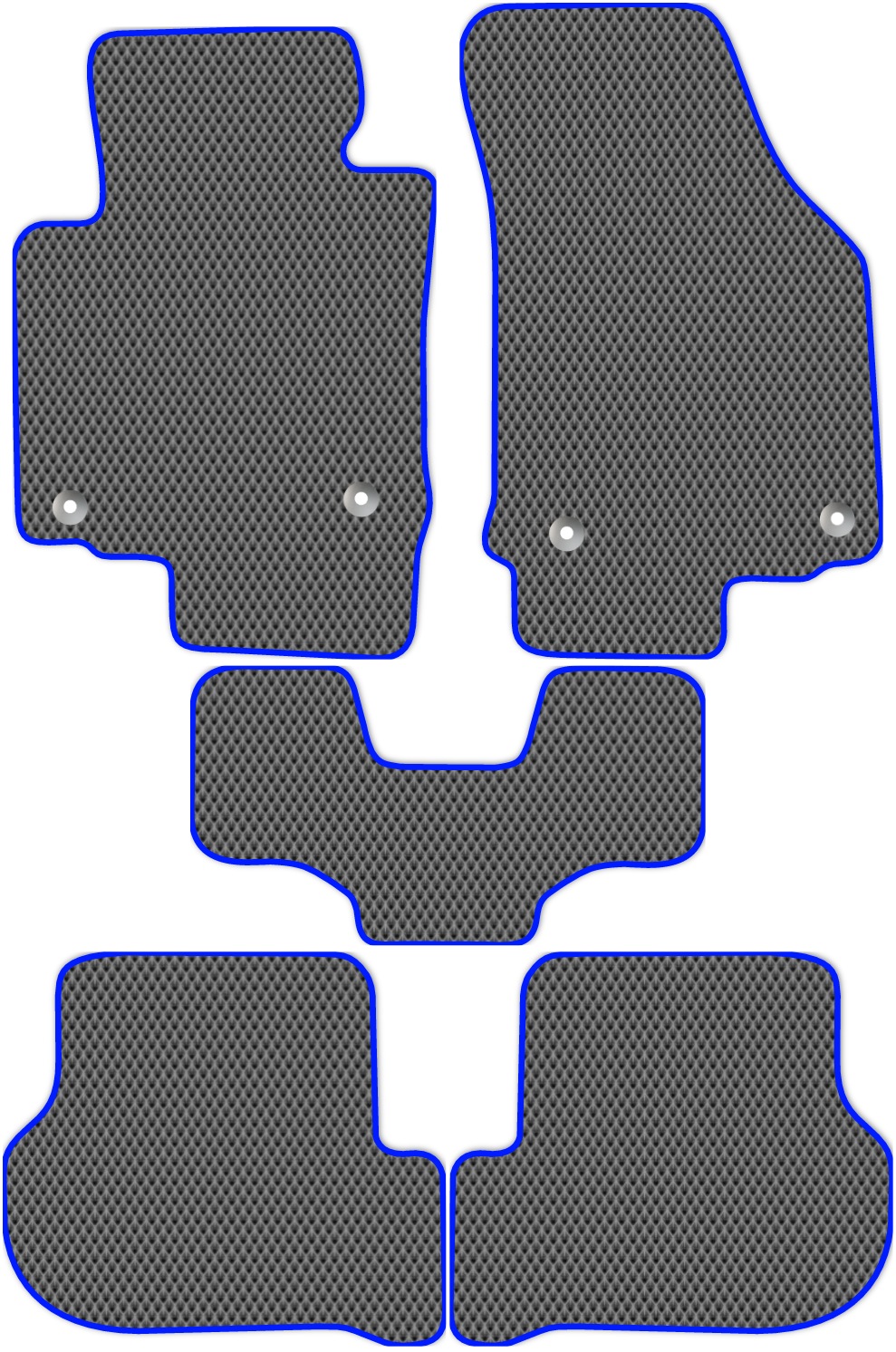 фото Коврики allmone "ева/эва/eva" skoda octavia ii (a5) (2004 - 2013), серый с синей окантовко