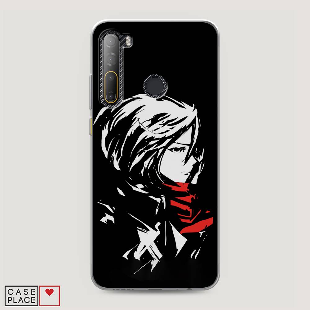 

Чехол на HTC Desire 20 Pro "Микаса минимализм", Черный;серый;красный, 102750-4