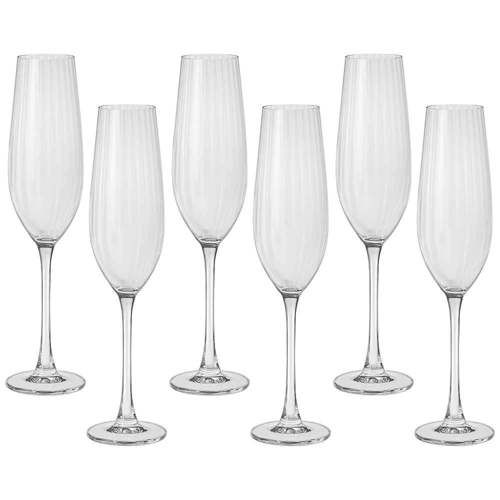 

Набор из 6 штук Бокалы для шампанского Crystal Bohemia Columba optic 0.26 л, Прозрачный