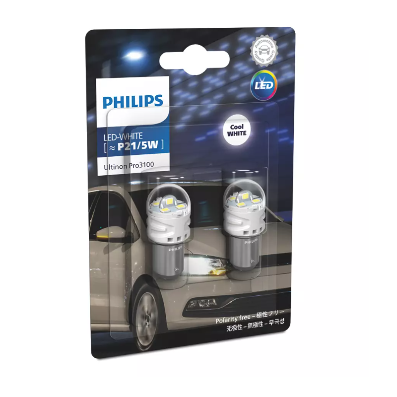 

Комплект светодиодных ламп Philips 11499CU31B2 Блистер (2шт) LED-White [P21/5W] BAY15d, 11499CU31B2