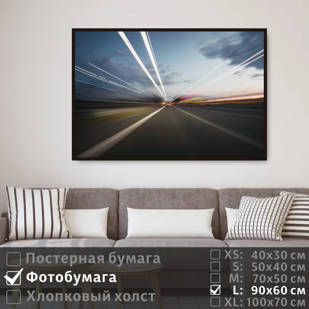

Постер на фотобумаге ПолиЦентр Скорость на дороге 90х60 см, СкоростьНаДороге