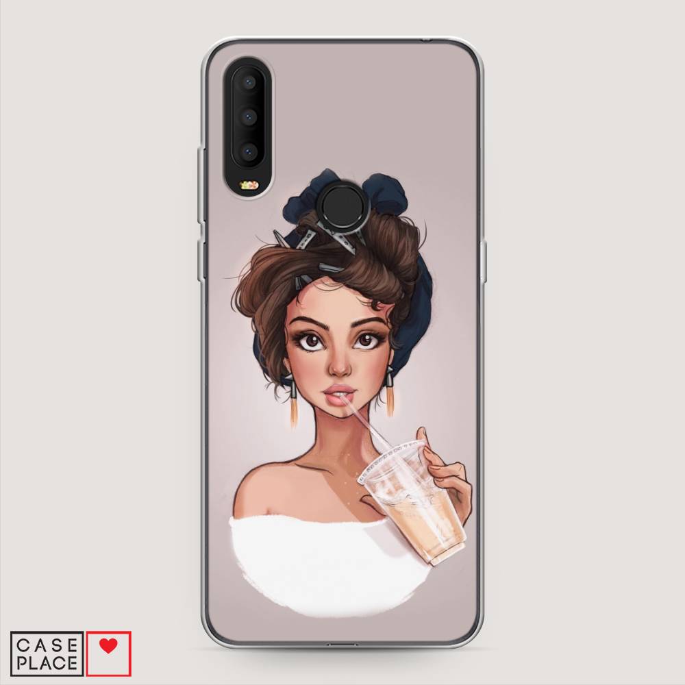 

Чехол на Alcatel 3X 5048Y (2019) "Девушка с фраппе", Серый, 170750-6