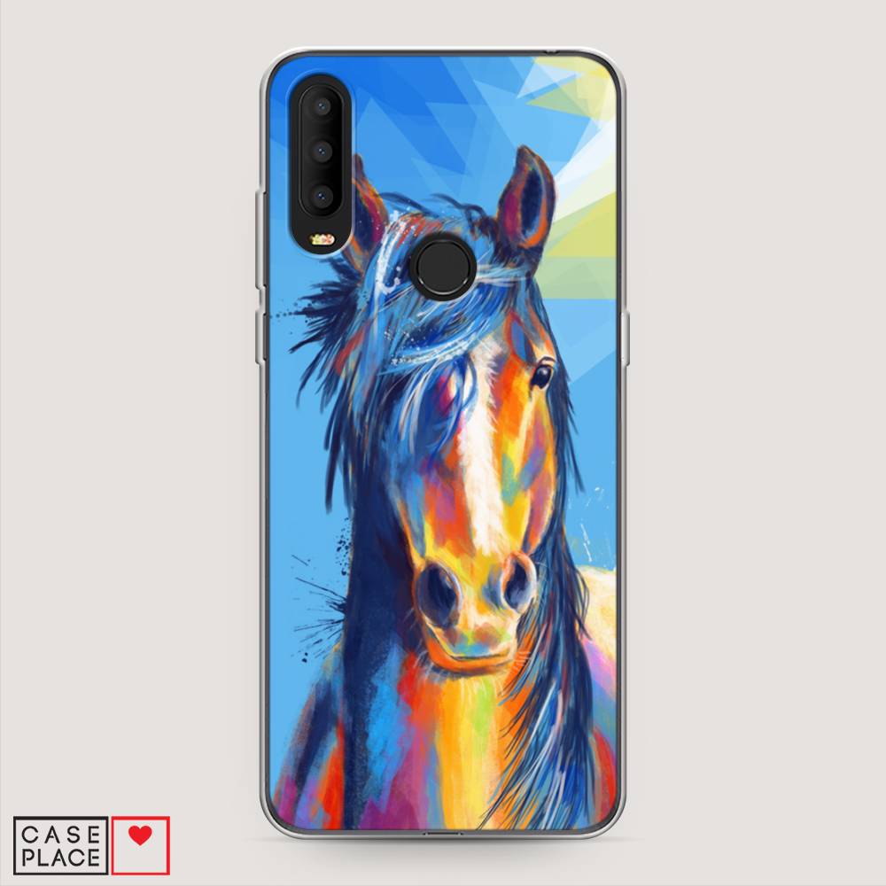 

Чехол на Alcatel 3X 5048Y (2019) "Лошадь арт 3", Голубой;желтый;синий, 170750-1