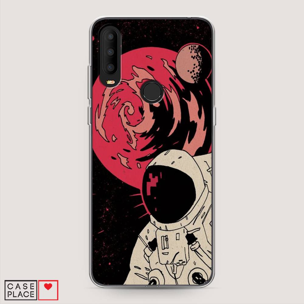

Чехол на Alcatel 3X 5048Y (2019) "Космонавт возле Марса", Черный;красный, 170750-2