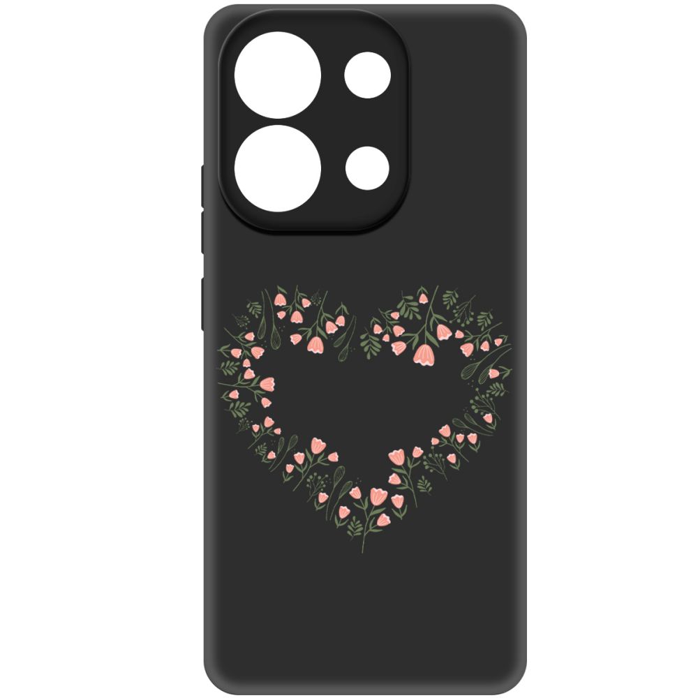 

Чехол-накладка Krutoff Soft Case Цветочное сердце для Xiaomi Redmi Note 13 4G черный