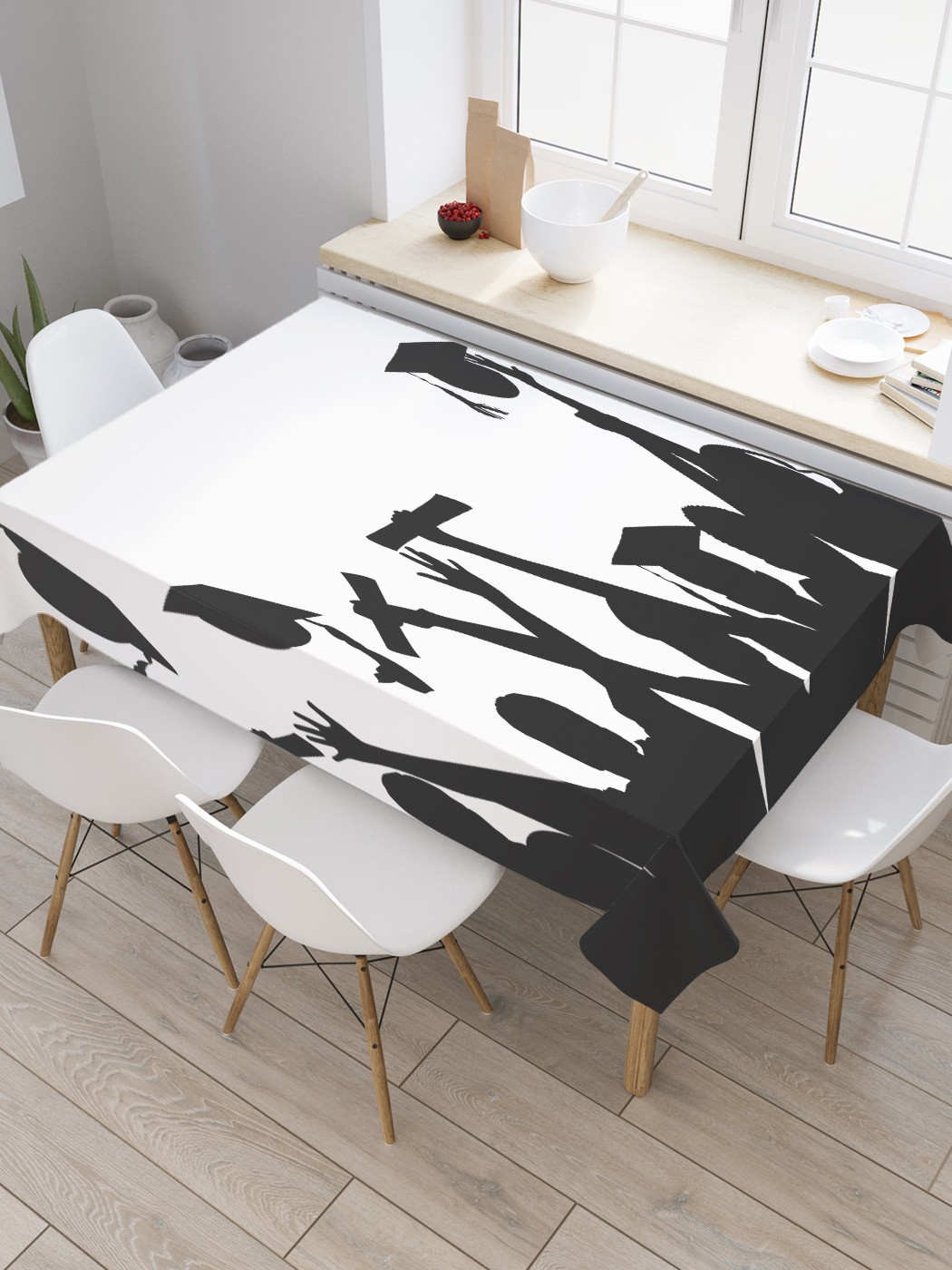 

Скатерть прямоугольная JoyArty "Выпускники" из сатена, 180x145 см, Черный, Выпускники