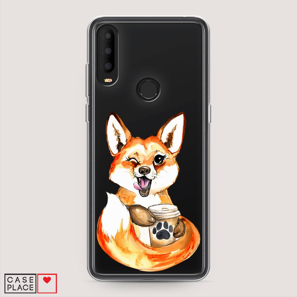 

Чехол на Alcatel 3X 5048Y (2019) "Подмигивающая лиса с кофе", Оранжевый;белый;коричневый, 170750-4
