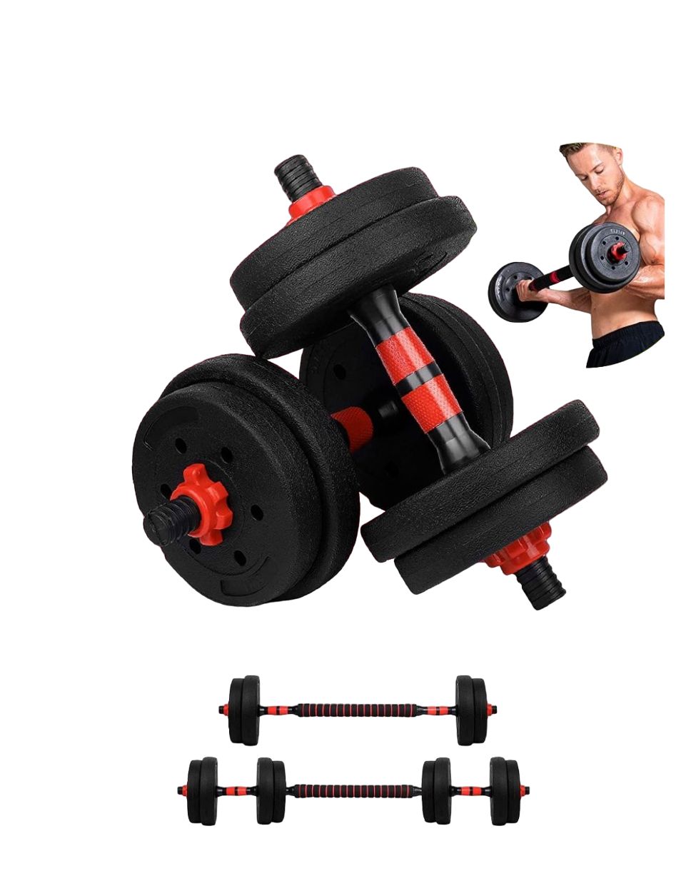 Разборные гантели FitnessLive 10015786/10015786 2 x 7,5 кг, red