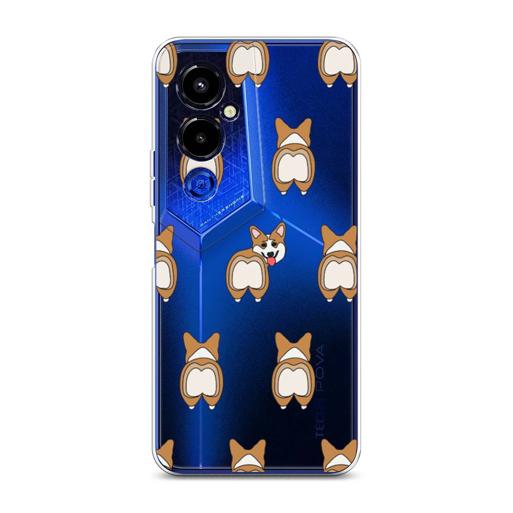 

Чехол Awog на Tecno Pova 4 pro / Техно Пова 4 Про "Милый корги фон", Белый;бежевый;коричневый