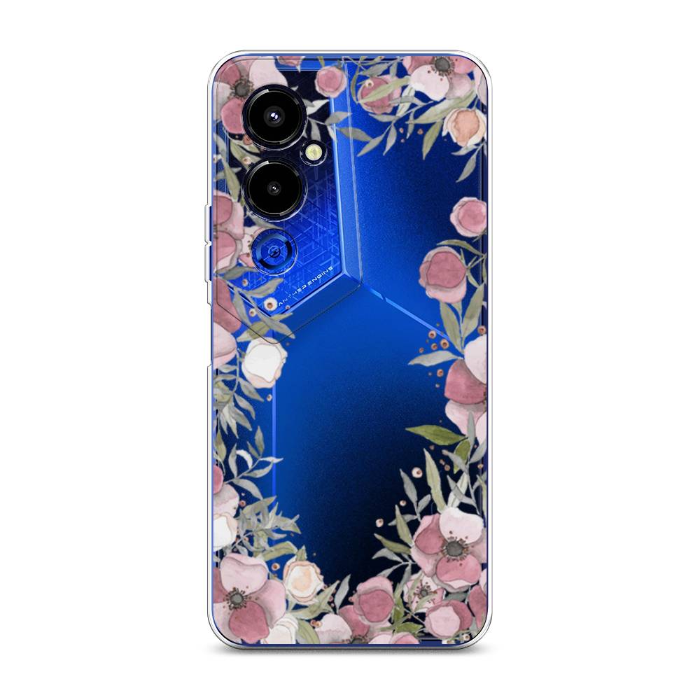 

Чехол Awog на Tecno Pova 4 pro / Техно Пова 4 Про "Розовая цветочная рамка", Розовый;зеленый