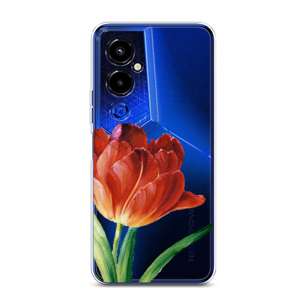 

Чехол Awog на Tecno Pova 4 pro / Техно Пова 4 Про "Красный тюльпан", Оранжевый;зеленый