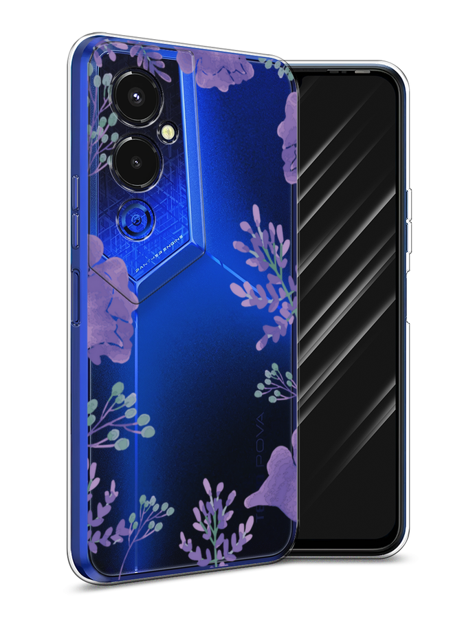 

Чехол Awog на Tecno Pova 4 pro / Техно Пова 4 Про "Сиреневая цветочная рамка", Прозрачный;фиолетовый