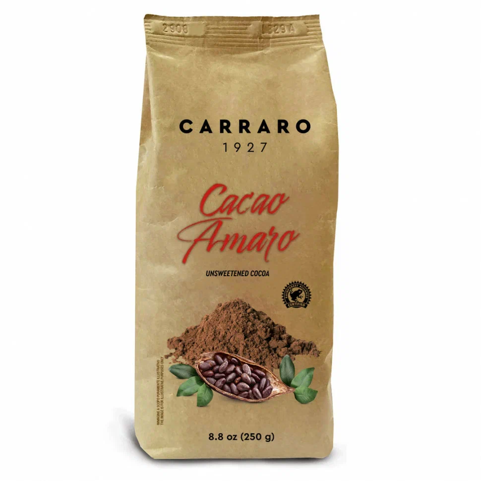 Какао-напиток Carraro Cacao Amaro быстрорастворимый, без сахара, 250 г