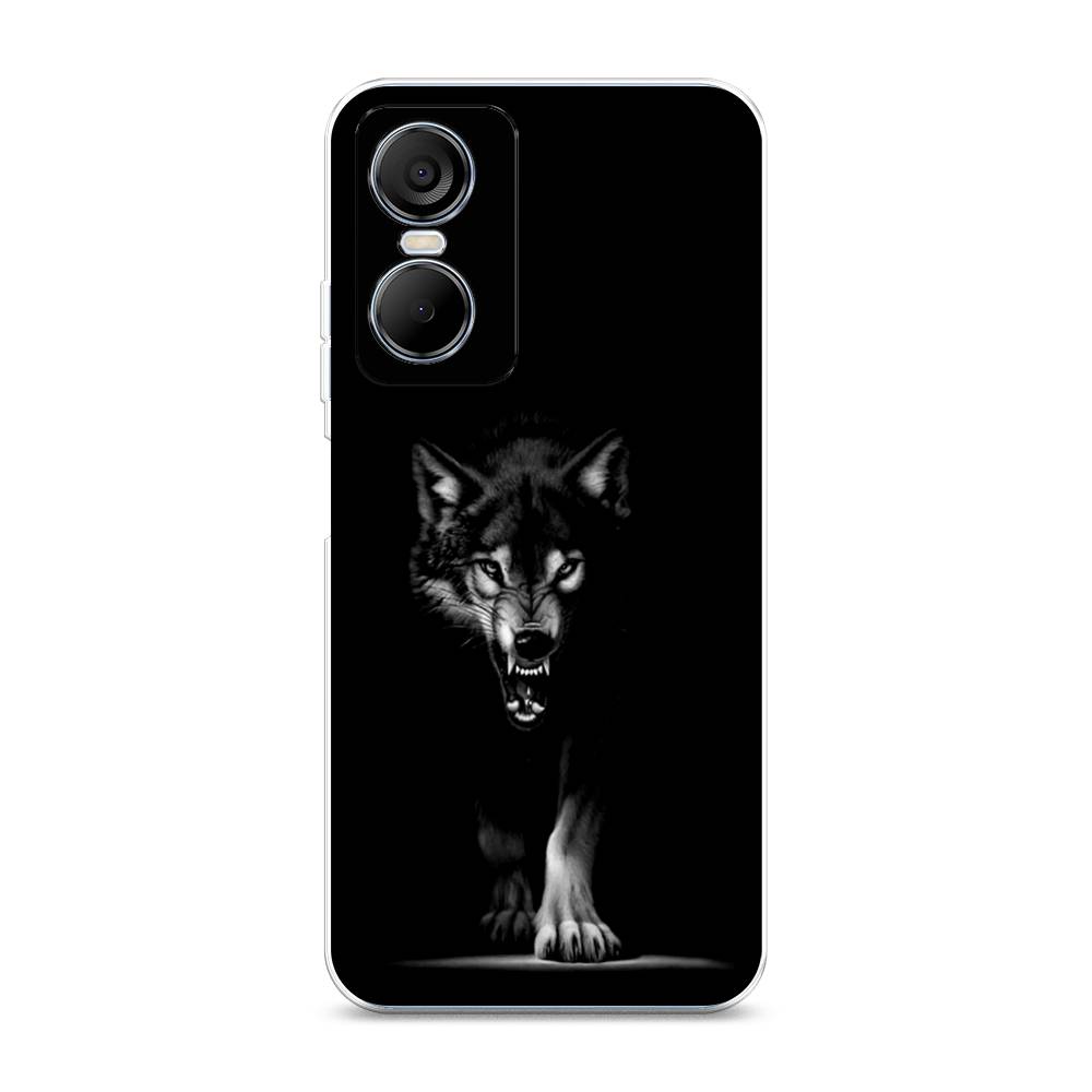 

Чехол Awog на Tecno Pop 6 pro / Техно Поп 6 Про "Волк выходит из ночи", Серый;черный;белый