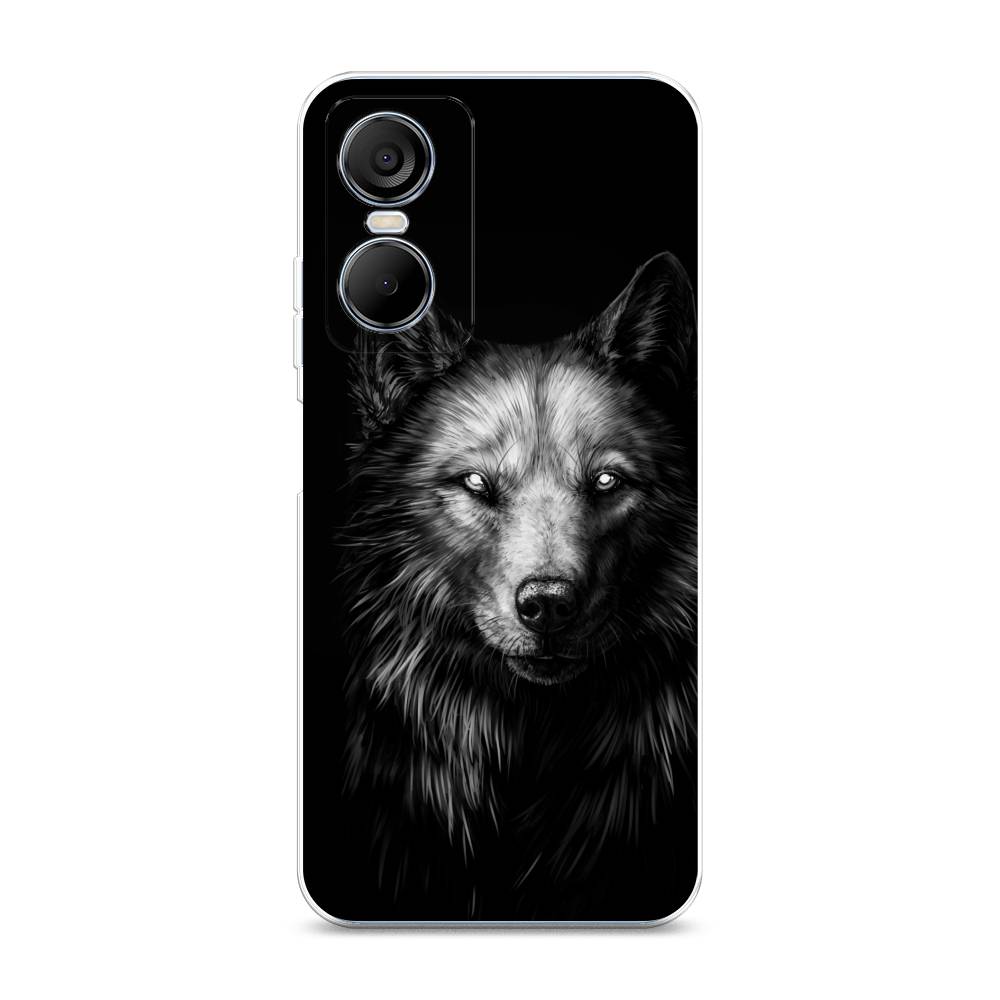 

Чехол Awog на Tecno Pop 6 pro / Техно Поп 6 Про "Волк черно белый", Серый;бежевый;белый