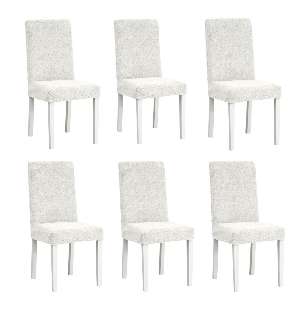 фото Чехлы на стулья плюшевые venera, молочный, комплект 6 штук