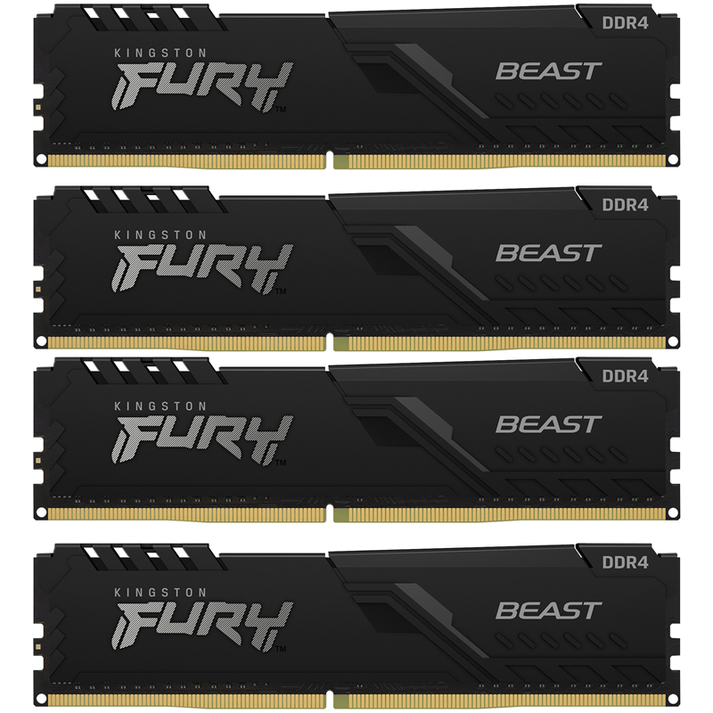 фото Оперативная память kingston fury beast black (kit of 4) kf426c16bbk4/16