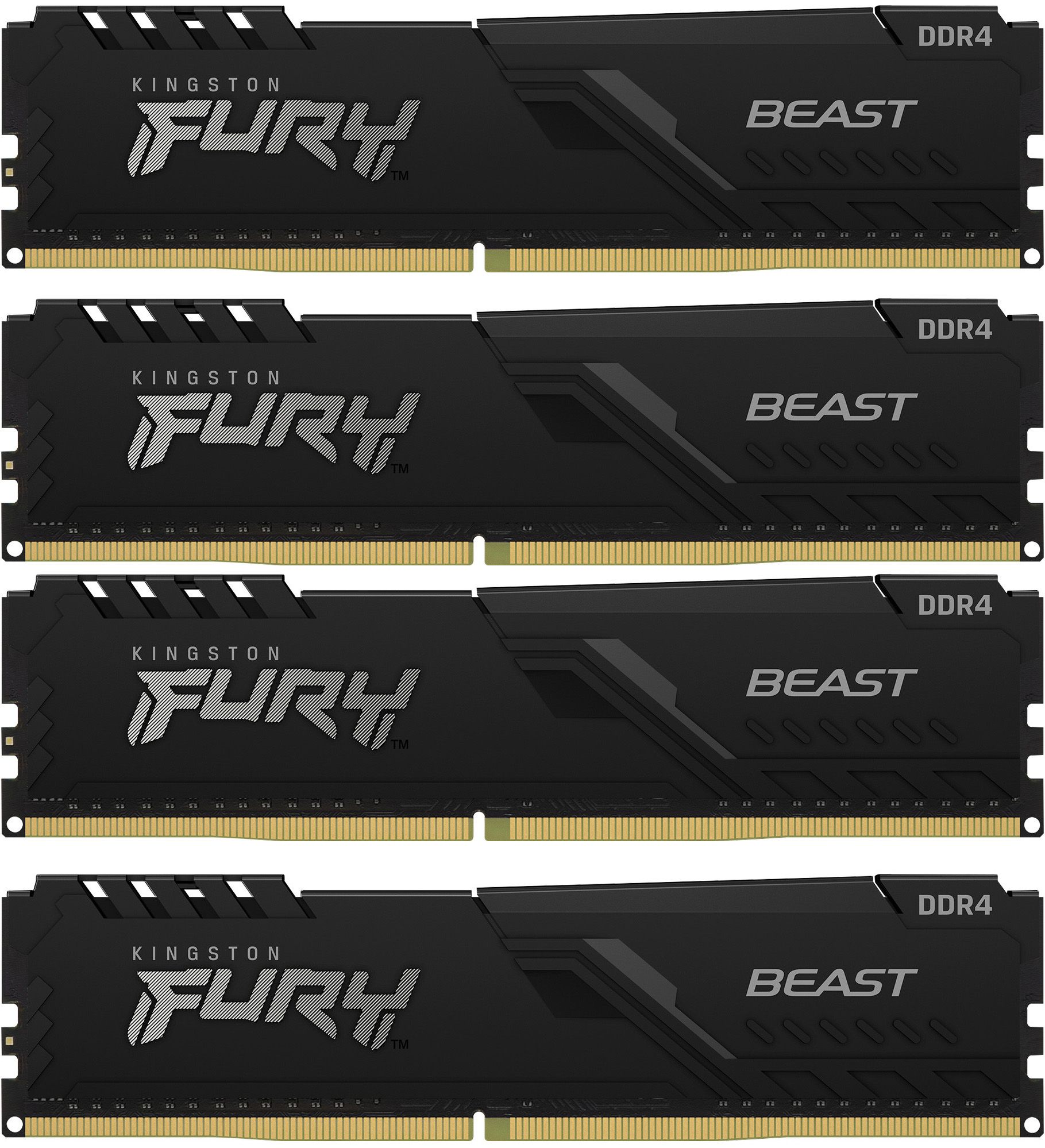 фото Оперативная память kingston fury beast black (kit of 4) kf426c16bbk4/16