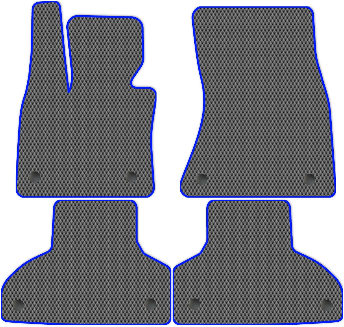 

Коврики ЭВА в салон для BMW X5 3 (F15) 2013 - 2018, 4 шт. серый, синий кант, 1321-S4YL-H