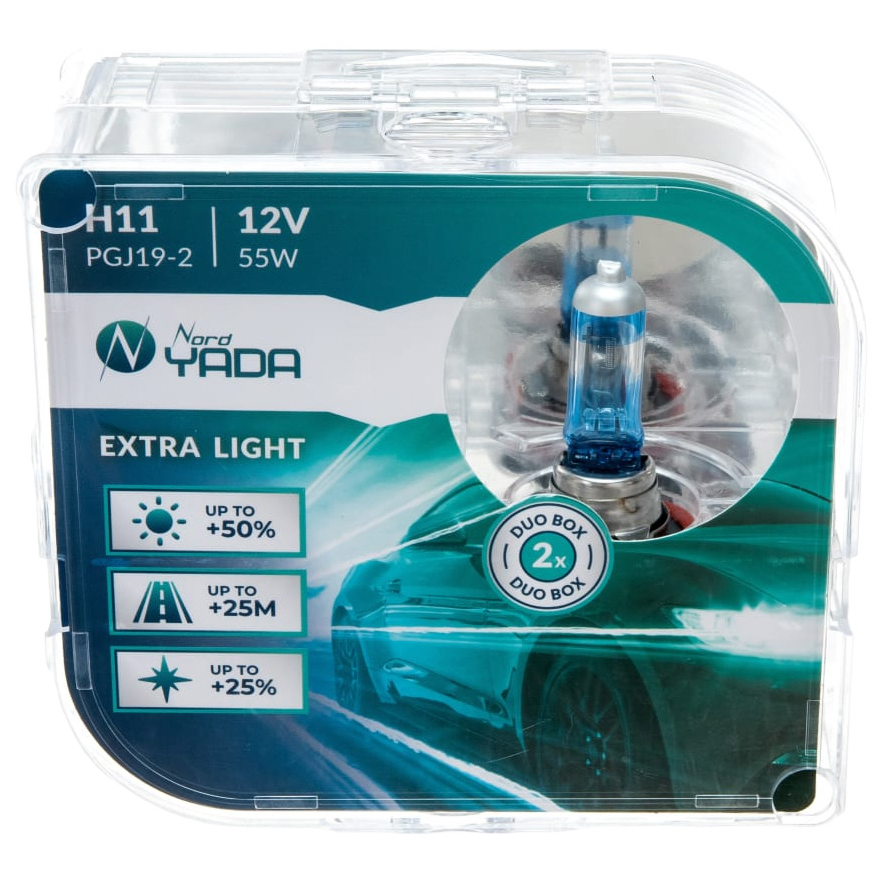 

NORD YADA 907367 Лампа H11 12V 55W EXTRA LIGHT +50 % Plastic case - 2шт Nord YADA