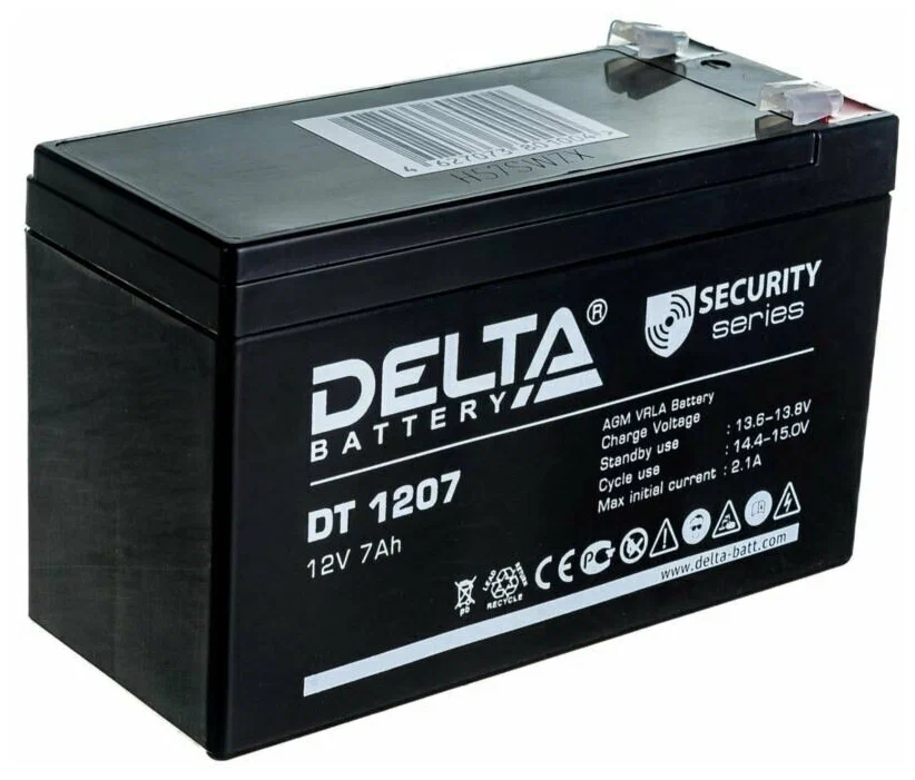 Аккумулятор Delta DT 1207 12В 7Ач (12V 7Ah) для ИБП и UPS, аккумулятор для детского электр