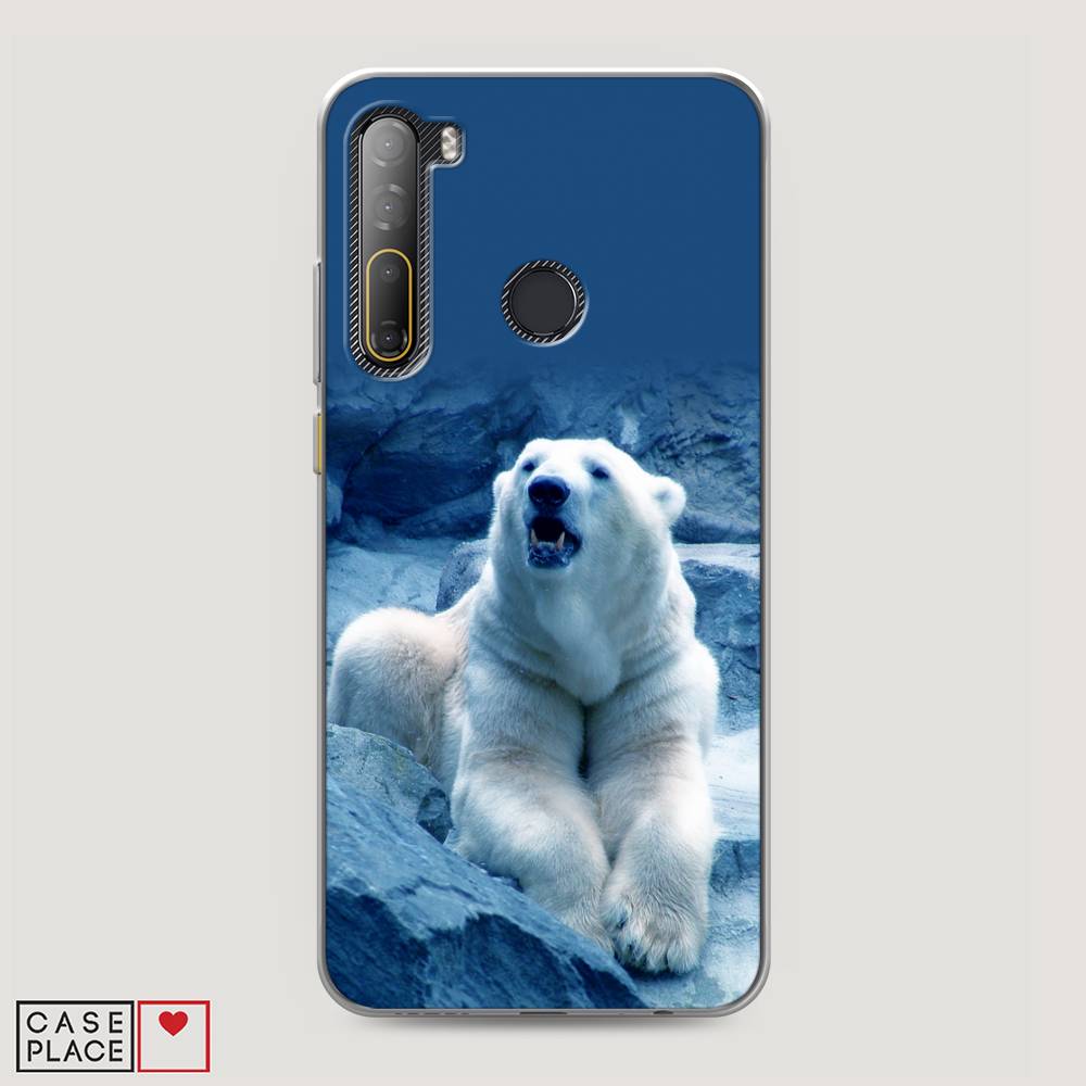 

Чехол на HTC Desire 20 Pro "Белый медведь", Голубой;белый, 102750-1