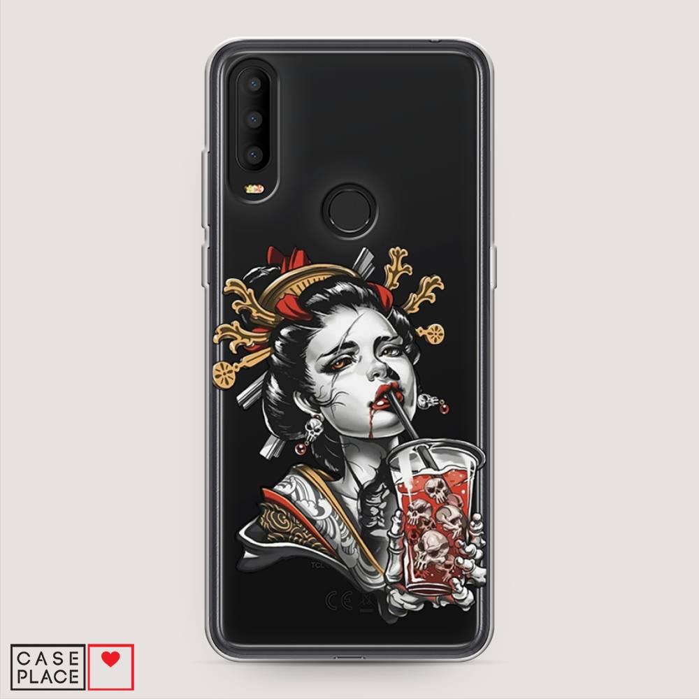 

Чехол на Alcatel 3X 5048Y (2019) "Опасная гейша", Красный;черный;серый, 170750-4