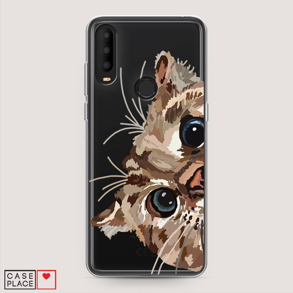 

Чехол на Alcatel 3X 5048Y (2019) "Любопытный кот", Коричневый;синий;черный, 170750-1