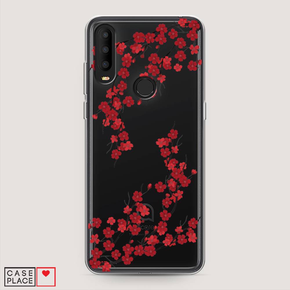 

Чехол на Alcatel 3X 5048Y (2019) "Красная сакура", Красный;черный, 170750-2