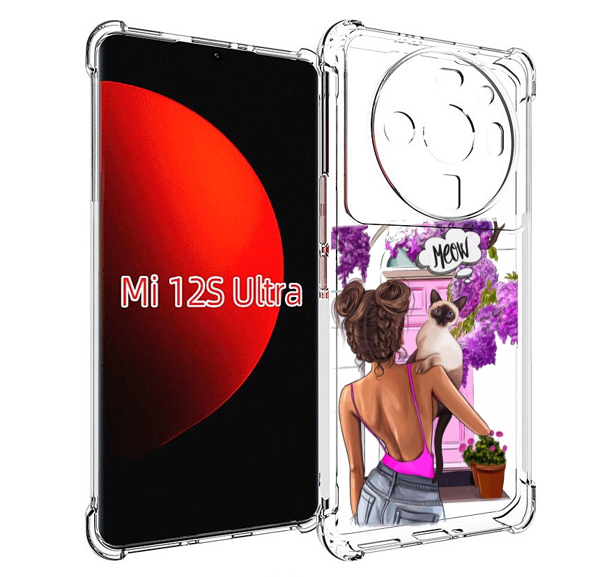 

Чехол MyPads Девушка-с-котиком женский для Xiaomi 12S Ultra, Прозрачный, Tocco
