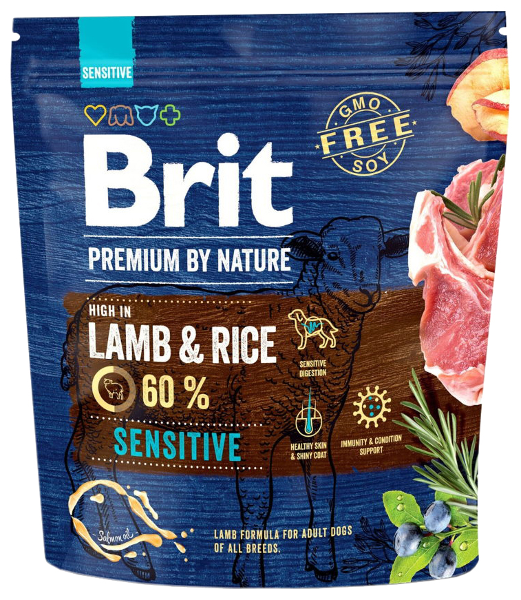 фото Сухой корм для собак brit premium by nature sensitive с ягненком и рисом, 1 кг