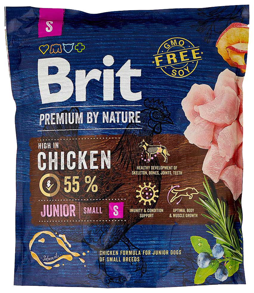 фото Сухой корм для собак brit premium by nature junior s с курицей, для мелких пород, 1 кг