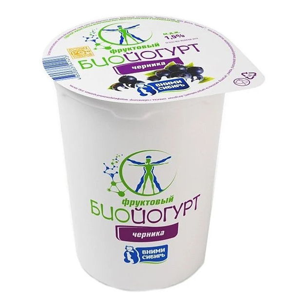фото Питьевой йогурт вними сибирь фруктовый черника 1,5% бзмж 330 г