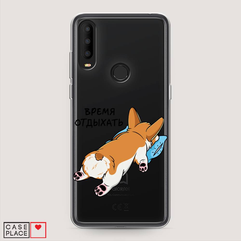 

Чехол на Alcatel 3X 5048Y (2019) "Корги отдыхает", Черный;коричневый;голубой, 170750-1