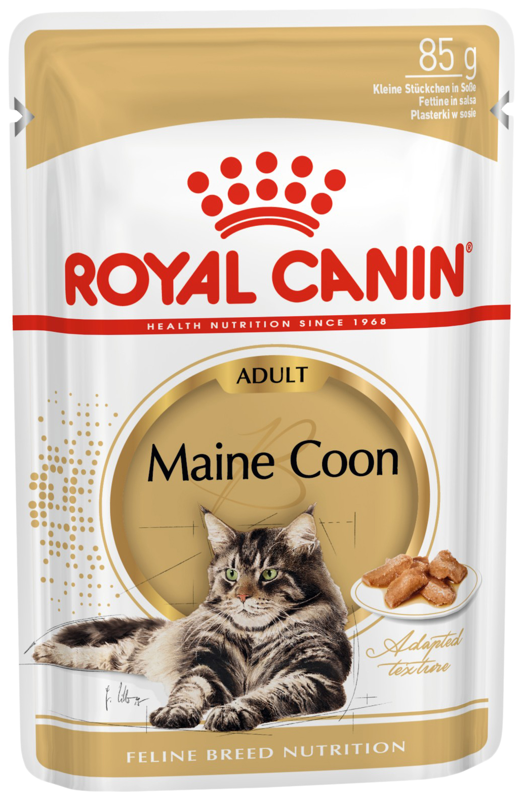 фото Влажный корм для кошек royal canin maine coon adult с мясом, рыбой и злаками, 85 г
