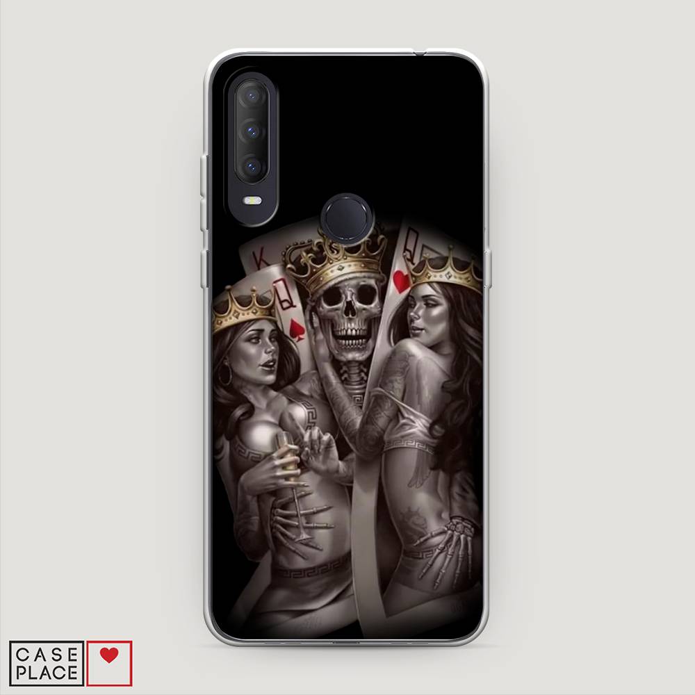 

Чехол на Alcatel 1S (2020) "Карты король и королевы", Серый;желтый, 170850-6