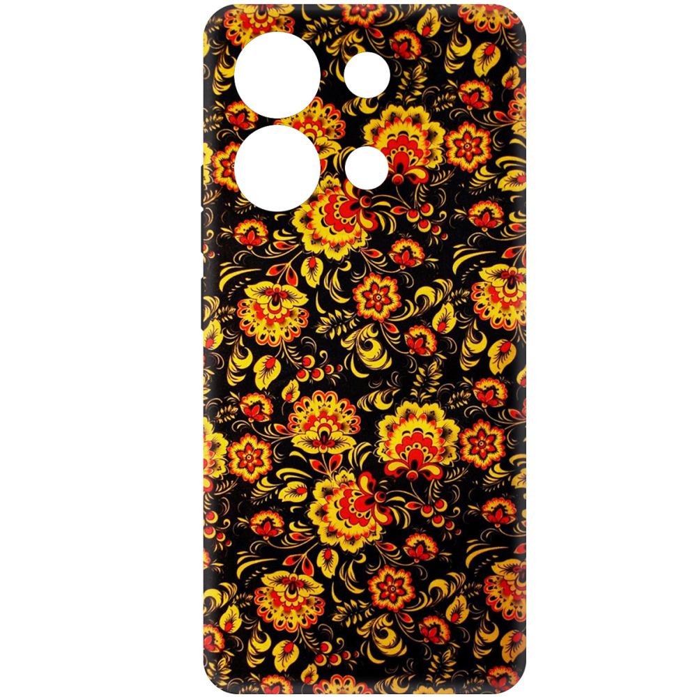 

Чехол-накладка Krutoff Soft Case Хохлома для Xiaomi Redmi Note 13 4G черный