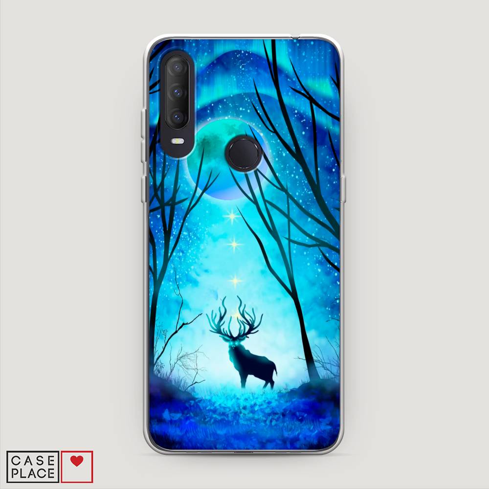 

Чехол на Alcatel 1S (2020) "Олень северное сияние", Синий;черный;голубой, 170850-1
